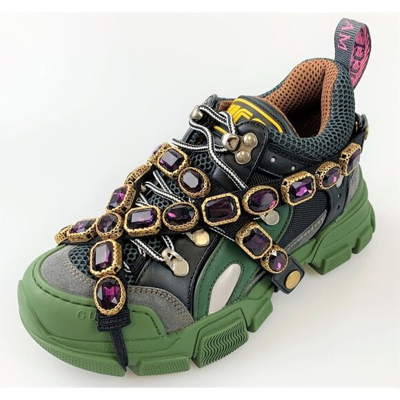 NIB Gucci Flashtrek Crystal Low Top Sneakers Size 35.5 - Picture 1 of 9